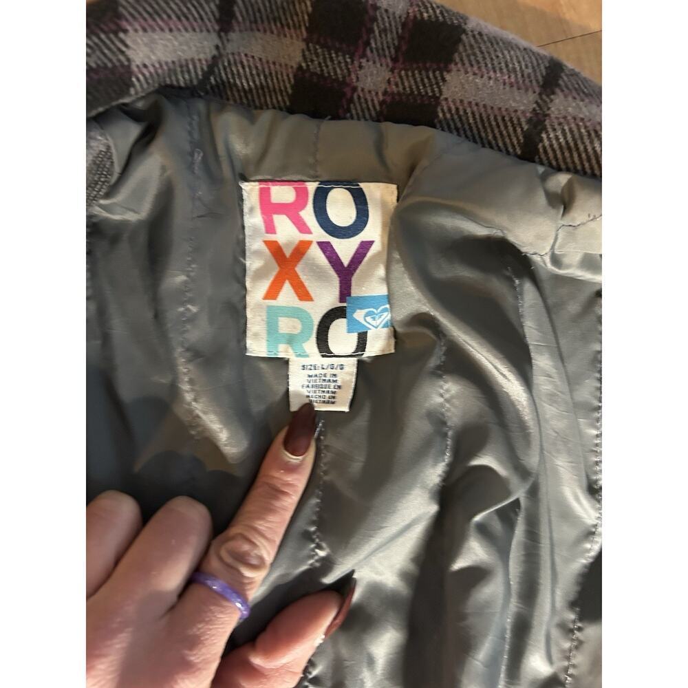 Y2K Vintage Roxy Plaid Pea coat Pink Black Women’s Lg 90s Dress Coat - Picture 8 of 12